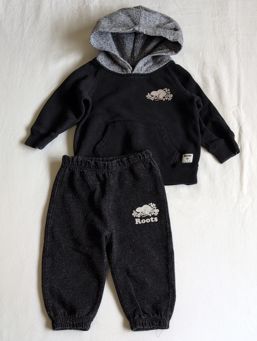 BABY ROOTS CANADA | Cozy Salt & Pepper Fleece Hoodie & Sweatpants Set | 12M